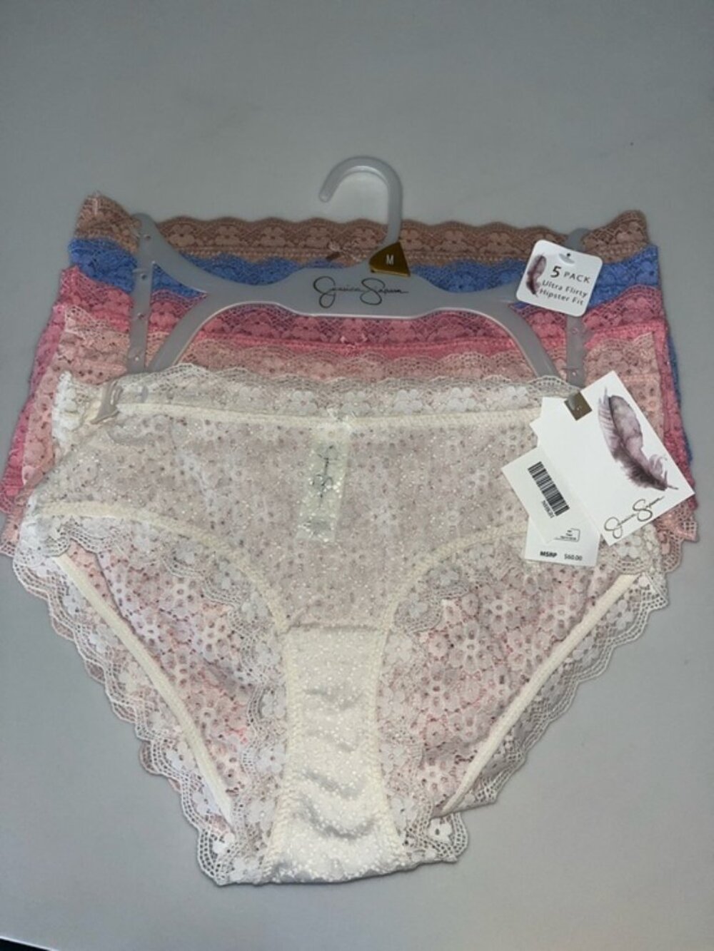 NWT Jessica Simpson Lace Hipster Panty Set in Cream, Pink, Blue, Mauve, Tan